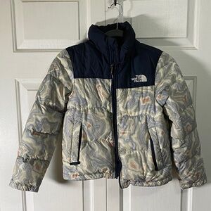 The North Face Kids' Navy and Cream Swirl Puffer Jacket